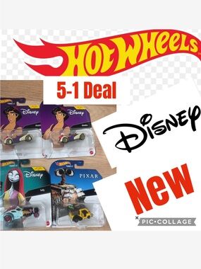 5-1 Deal New Hot Wheels Disney Kids Toy Car Bundle - Multicolor (5-Pack)